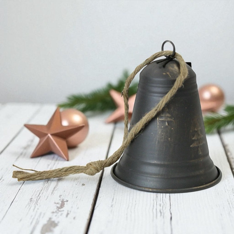 Christmas Hanging Bell - Tree Design, on Rope LARGE BELL 20cm - Cherish Home