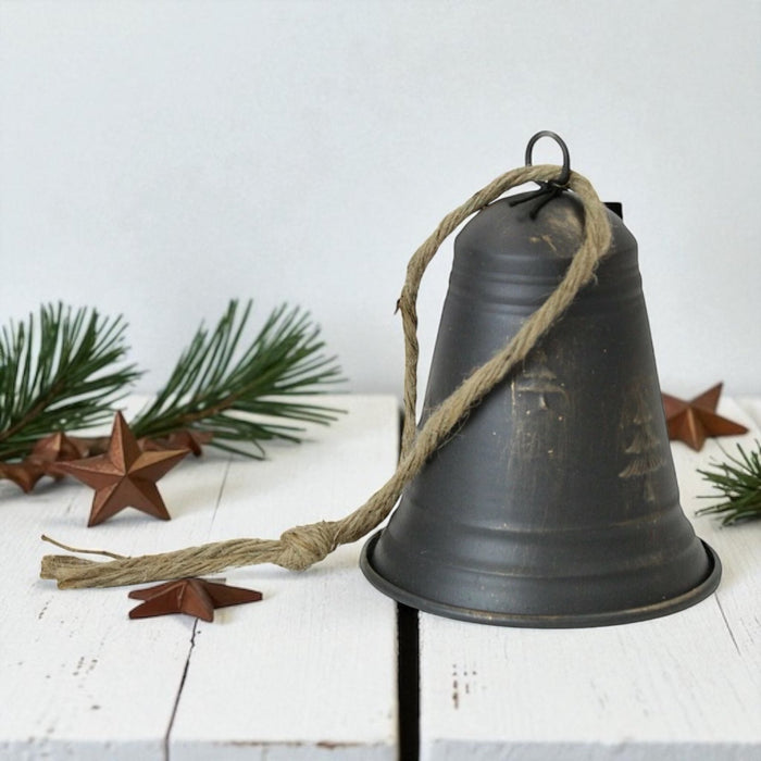 Christmas Hanging Bell - Tree Design, on Rope LARGE BELL 20cm - Cherish Home