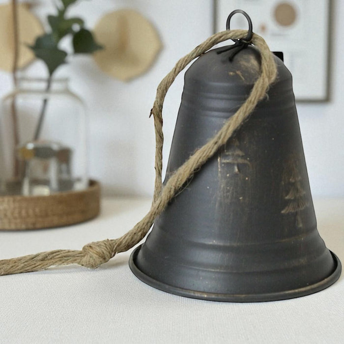 Christmas Hanging Bell - Tree Design, on Rope LARGE BELL 20cm - Cherish Home