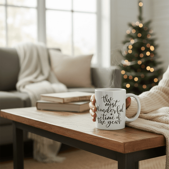 Christmas Mug with text 'The Most Wonderful Time of the Year' Mug - Cherish Home