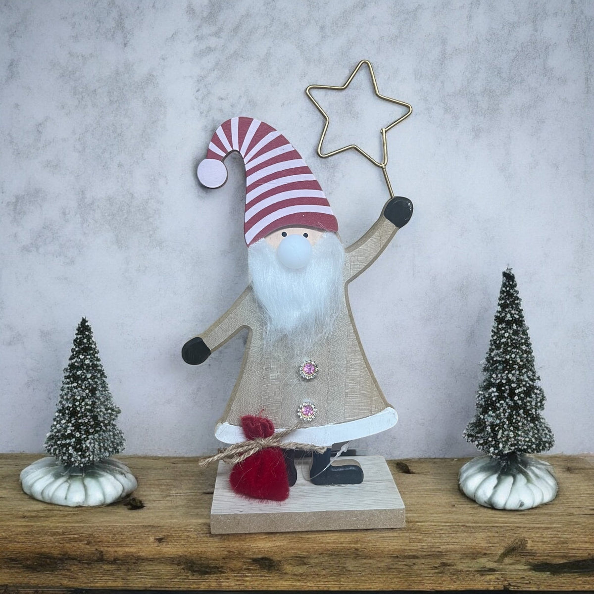 Christmas Santa with LED Light up nose on Stand - Cherish Home