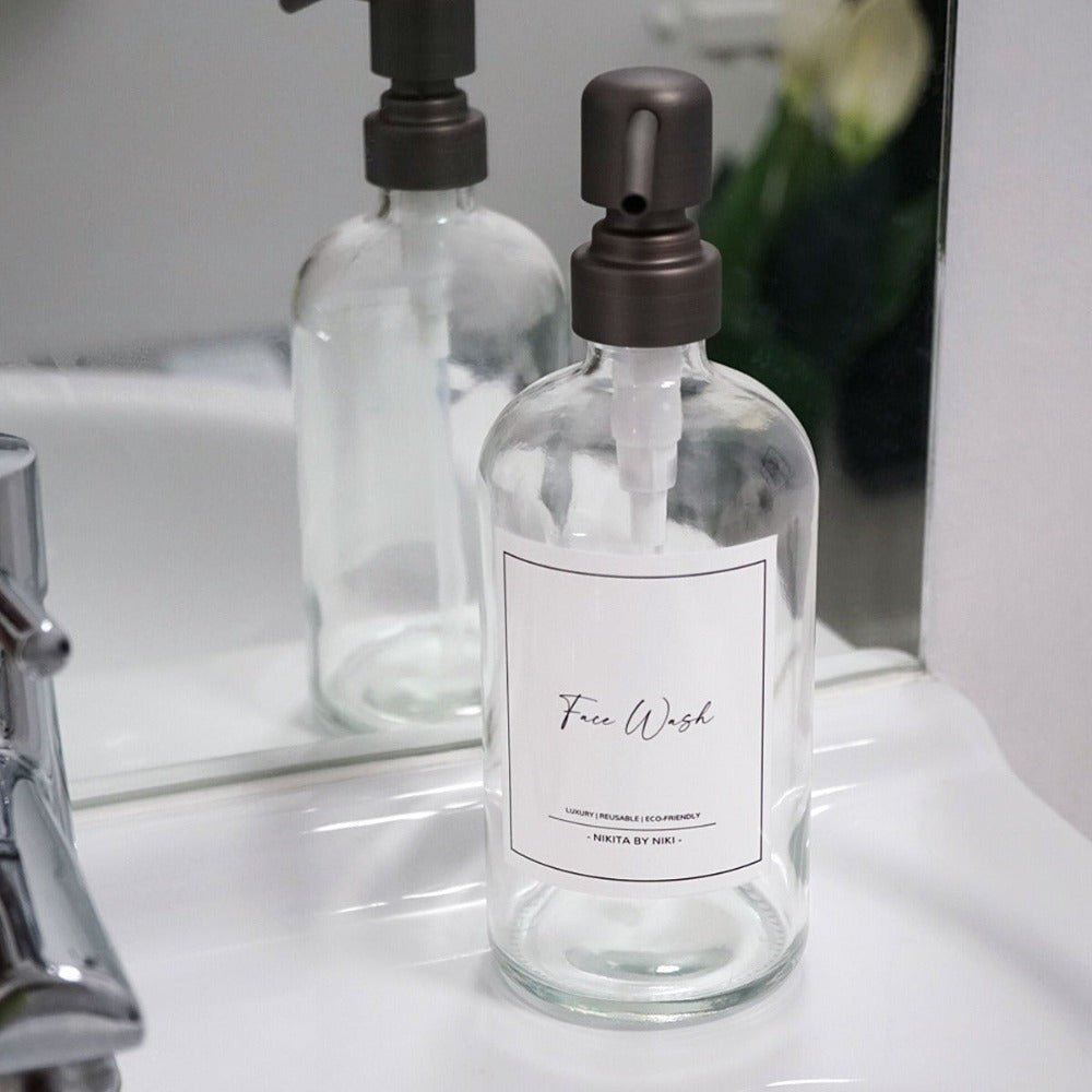 Clear Glass Bathroom Soap Dispenser - Set of 3 - Cherish Home