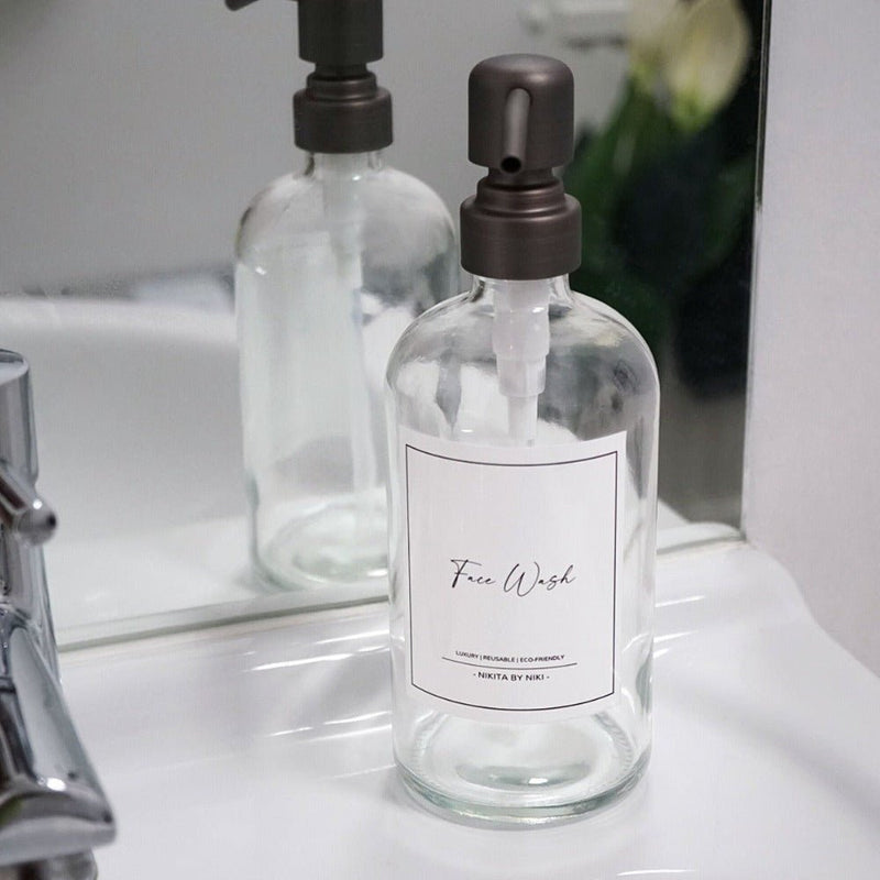 Clear Glass Bathroom Soap Dispenser - Set of 3 - Cherish Home