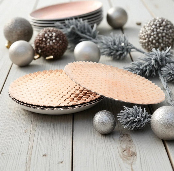 Copper Charger Plates Set 4 Round Christmas Dinner Plates Under Plates Braided - Cherish Home