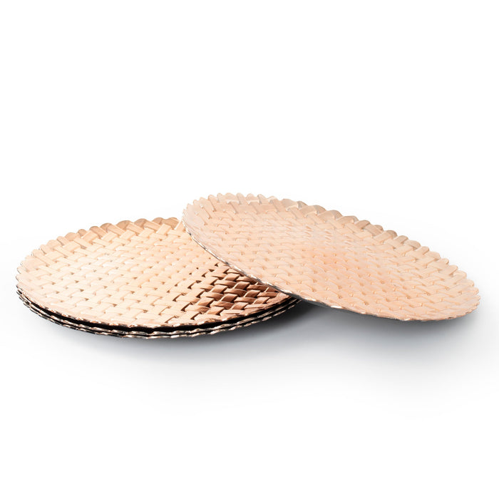Copper Charger Plates Set 4 Round Christmas Dinner Plates Under Plates Braided - Cherish Home