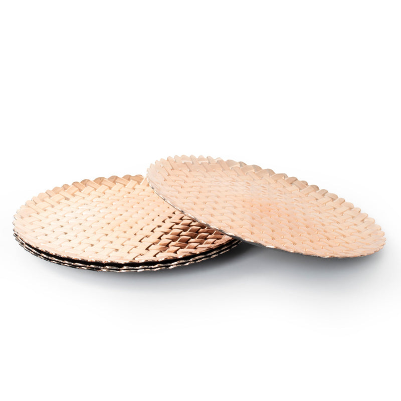 Copper Charger Plates Set 4 Round Christmas Dinner Plates Under Plates Braided - Cherish Home