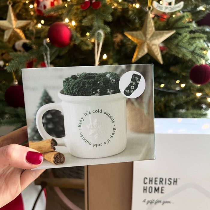 Cosy 'Baby It's Cold Outside' Winter Mug and Socks Set - Cherish Home