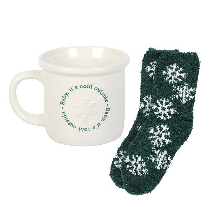 Cosy 'Baby It's Cold Outside' Winter Mug and Socks Set - Cherish Home