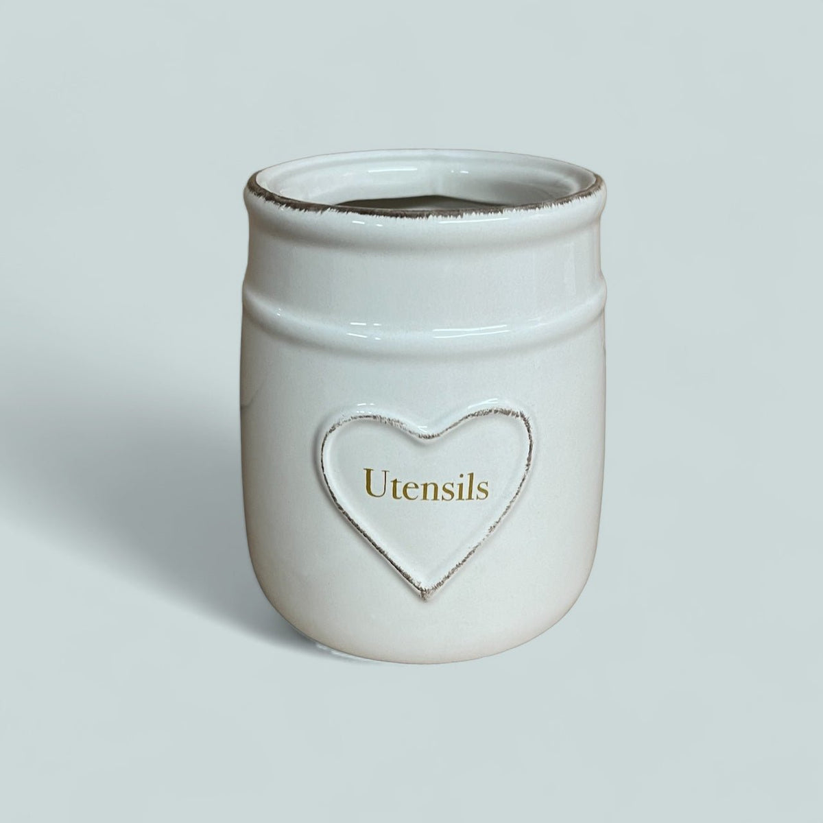 Cream Heart Embossed Utensil Pot - Cherish Home