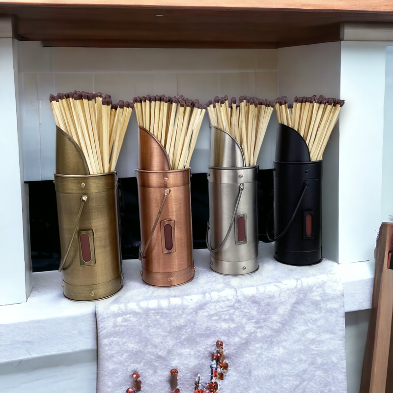 Cute Metal Matchstick Holder in Copper, Pewter, Bronze and Black