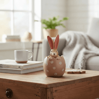 Daisy Bunny in a detailed egg with delicate white daisies, 11cm - Cherish Home