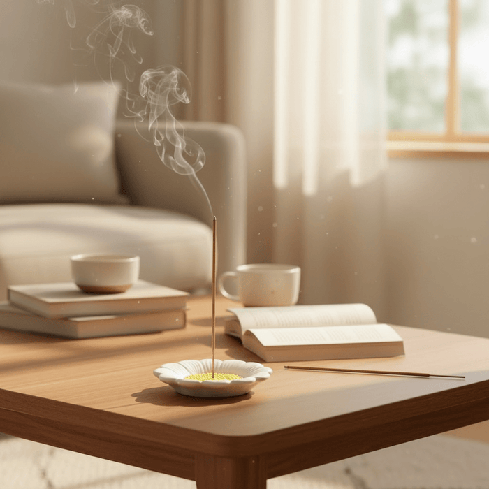 Daisy Ceramic Incense Holder Plate & Incense Sticks Bundle Gift Box - Cherish Home