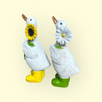 Daisy & Sunny Duck Ornaments with Wellies Daisy Sunflower Ducks 12cm - Cherish Home