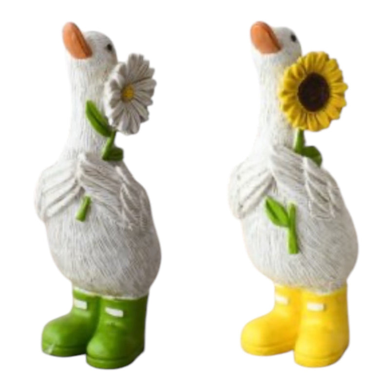 Daisy & Sunny Duck Ornaments with Wellies Daisy Sunflower Ducks 12cm - Cherish Home