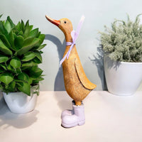 Darcey Duck Standing Ornament with Purple Boots & Necktie - Cherish Home