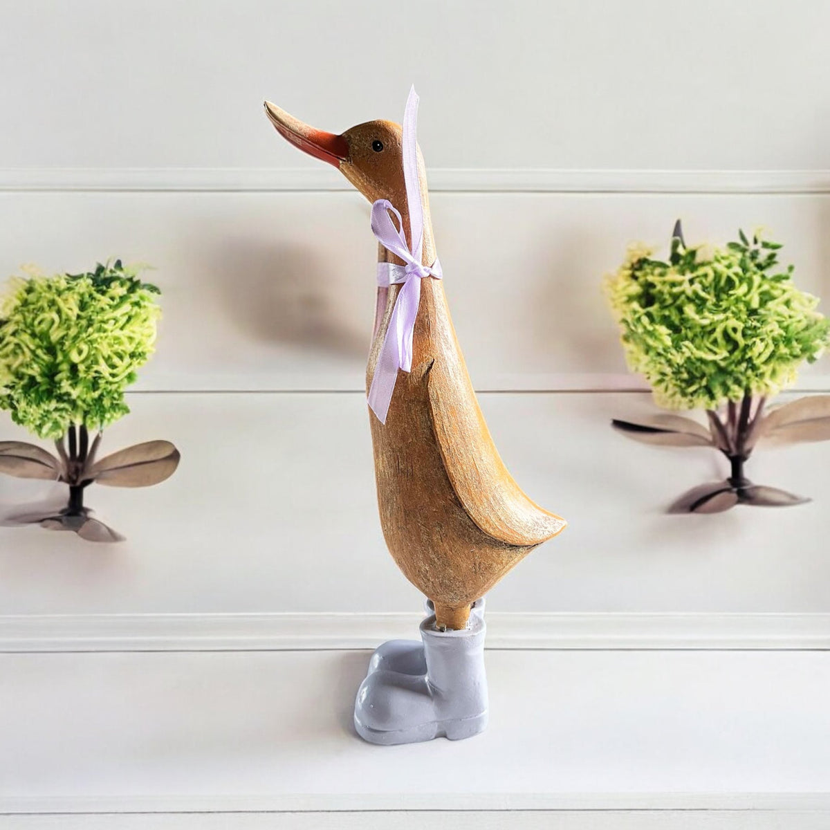 Darcey Duck Standing Ornament with Purple Boots & Necktie - Cherish Home