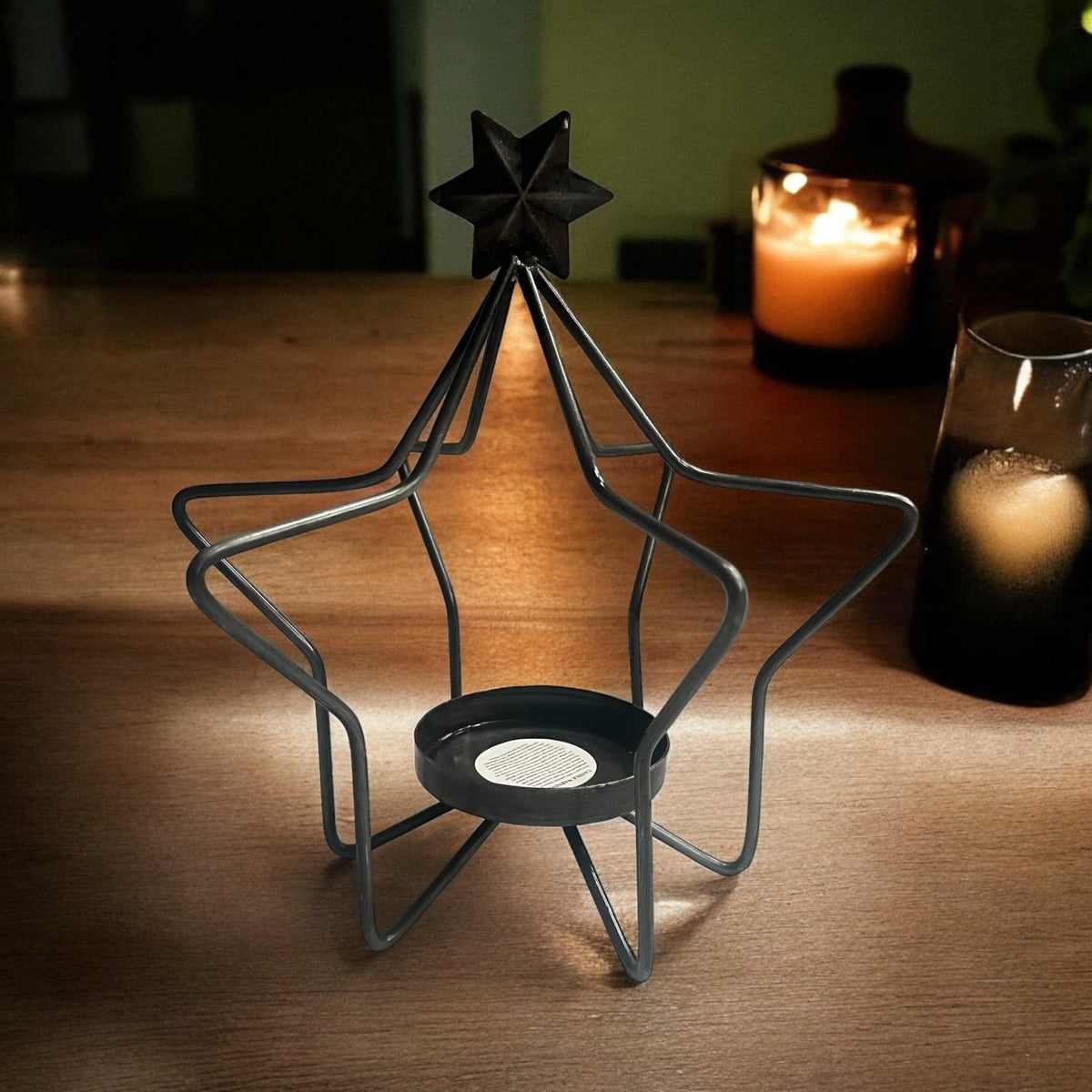 Dark Grey Star Candle Holder - Cherish Home