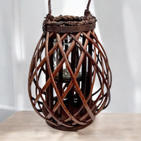 Decorative Wicker Large Lantern With Glass Holder - Cherish Home