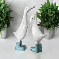 Denny & Deanna Duck White Ornaments in Blue Wellies - Cherish Home