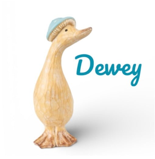 Dewey & Dottie Duck Tan coloured Ornaments with Duck Egg hats - Cherish Home