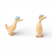 Dewey & Dottie Duck Tan coloured Ornaments with Duck Egg hats - Cherish Home