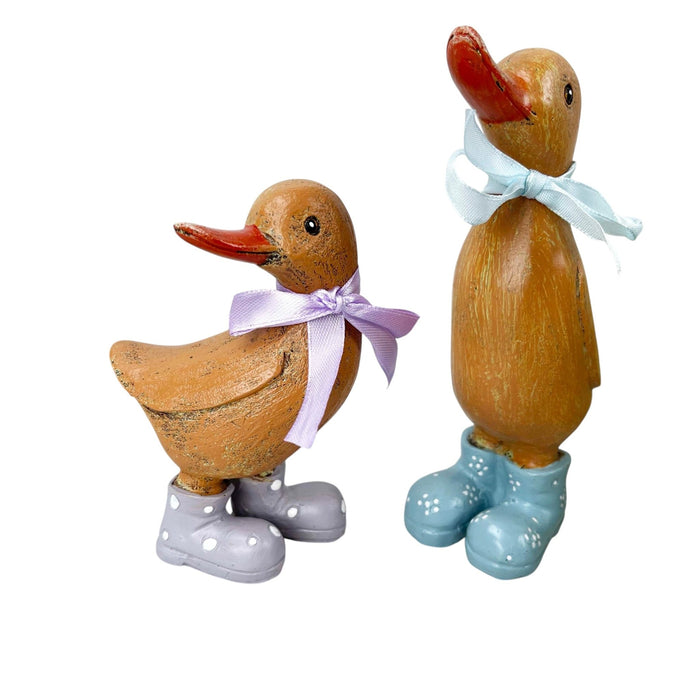 Dina & Danny Duck Ornaments with Wellies & Neckties - Cherish Home