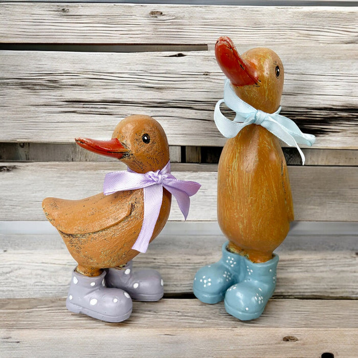 Dina & Danny Duck Ornaments with Wellies & Neckties - Cherish Home