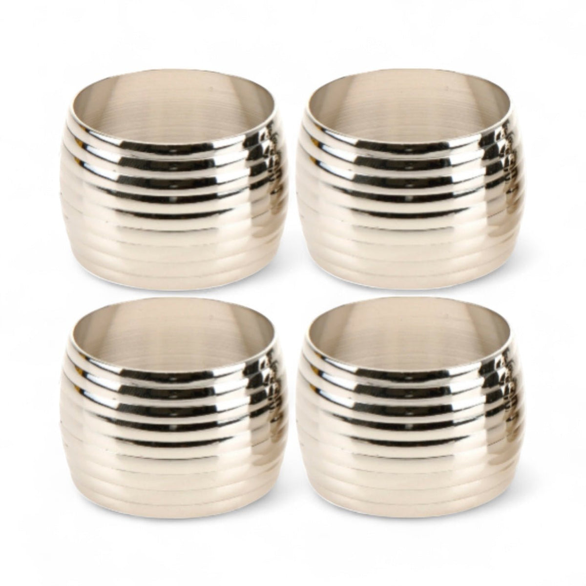 Dining Table Decor: Set of 4 Metal Napkin Rings Rippled Design Brass & Nickel Plated - Cherish Home