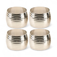 Dining Table Decor: Set of 4 Metal Napkin Rings Rippled Design Brass & Nickel Plated - Cherish Home