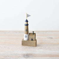 Decorative Wooden Lighthouse & House - 15cm