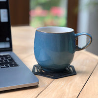 Eco - Friendly Hexagon Coasters - Handmade Recycled Rubber Drink Mats (Set of 2 or 4) for Table Protection - Cherish Home