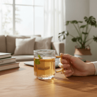 Elegant Clear Glass Lotus Style Coffee Mug - Elegant Style Drinking Cup, Clear Glass for Iced Coffee, Tea, Lattes, Water & More - Cherish Home