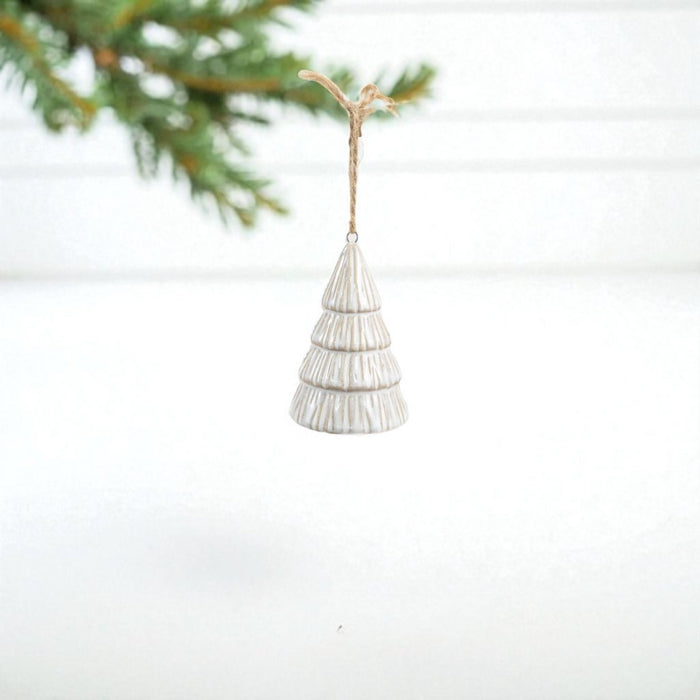 Elegant White & Gold Christmas Tree Hanger Ornament, 9cm - Cherish Home