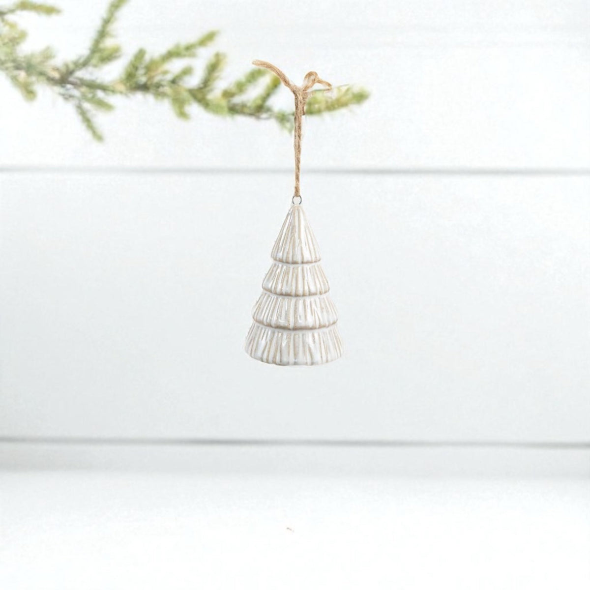 Elegant White & Gold Christmas Tree Hanger Ornament, 9cm - Cherish Home