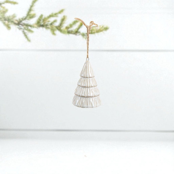 Elegant White & Gold Christmas Tree Hanger Ornament, 9cm - Cherish Home