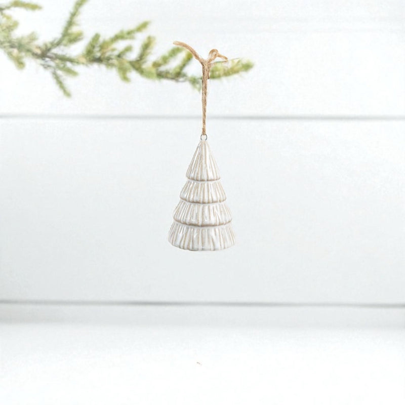 Elegant White & Gold Christmas Tree Hanger Ornament, 9cm - Cherish Home