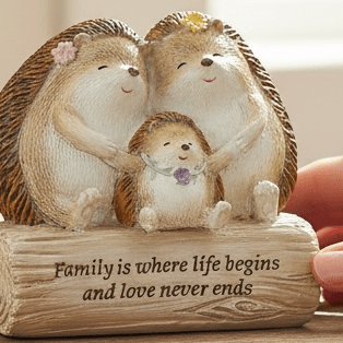 "Family is Everything" Hedgehog Plaque 8.5cm Hedgehog Family Plaque Gift - Cherish Home