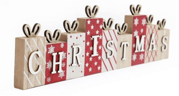 Festive Christmas Present Wooden Block Sign - Cherish Home