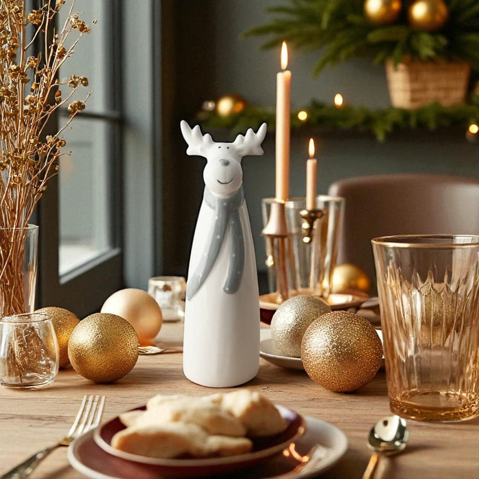 Festive Rodney the Reindeer Ornament with grey scarf - Cherish Home