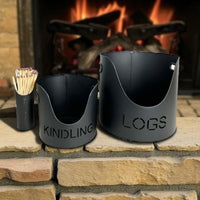 Fire Log & Kindling Buckets with Matchstick Holder Set - Cherish Home