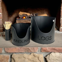 Fire Log & Kindling Buckets with Matchstick Holder Set - Cherish Home