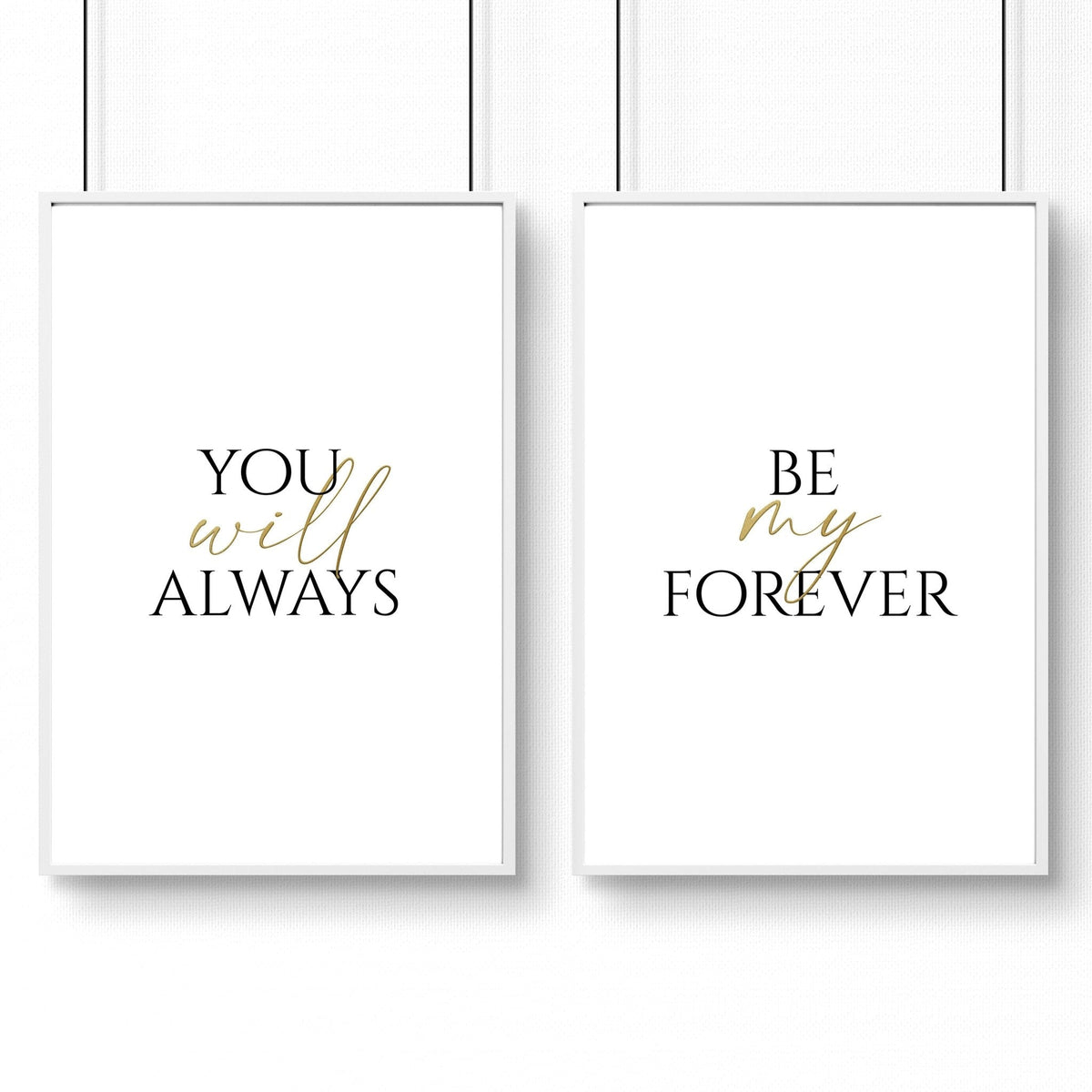 First Anniversary Gift for Couple - Set of 2 Wall Art Prints | Personalised Cotton Themed Decor for 1st Year - Cherish Home