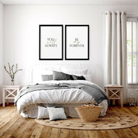 First Anniversary Gift for Couple - Set of 2 Wall Art Prints | Personalised Cotton Themed Decor for 1st Year - Cherish Home