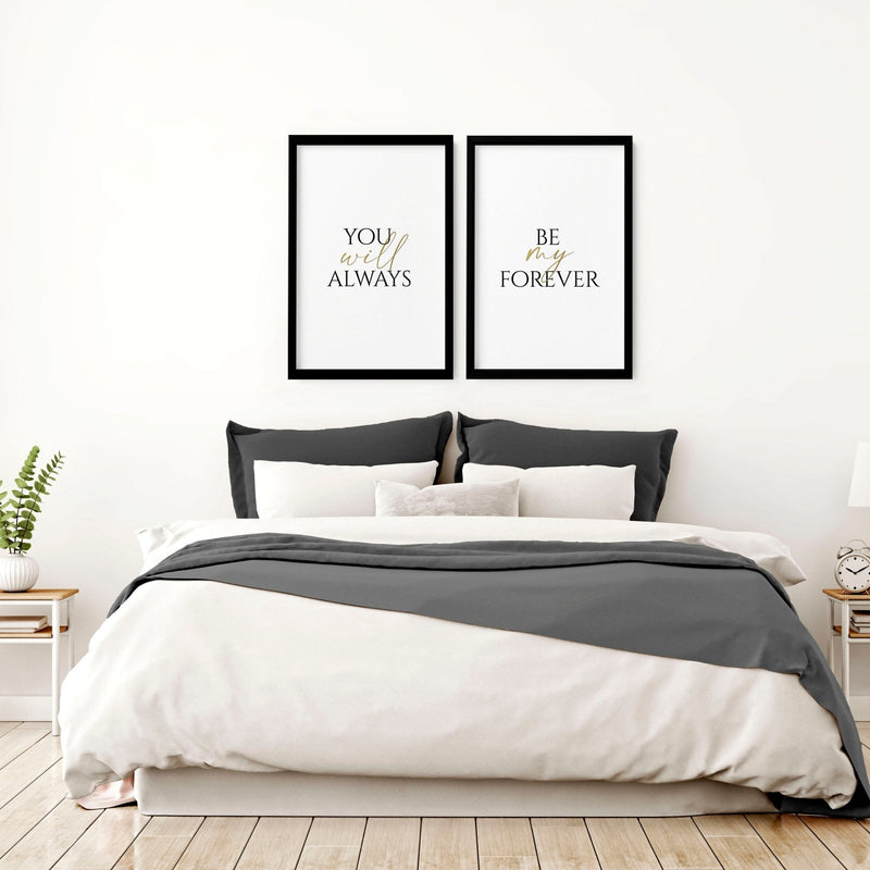 First Anniversary Gift for Couple - Set of 2 Wall Art Prints | Personalised Cotton Themed Decor for 1st Year - Cherish Home