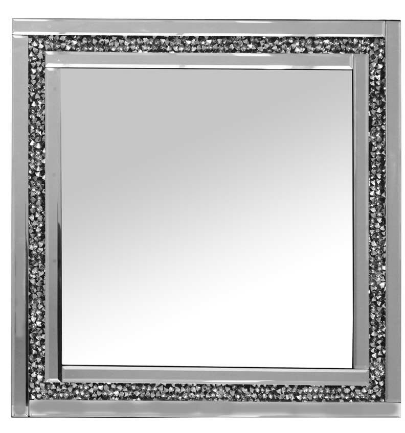 Gatsby Silver Square Wall Mirror With Diamond Like Crystals Edging 60cm x 60cm - Cherish Home