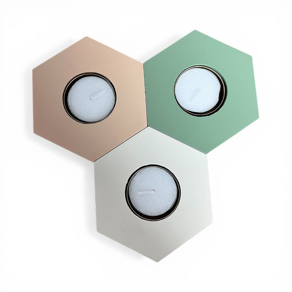 Geometric Glow Hexagon Pastel Coloured Tealight Holders includes tealights - Cherish Home