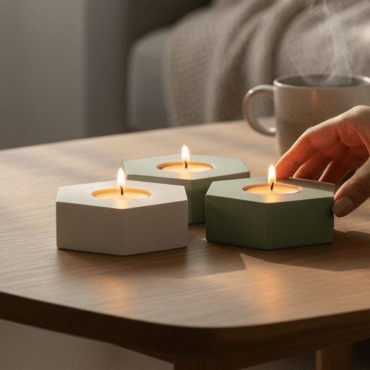 Geometric Glow Hexagon Pastel Coloured Tealight Holders includes tealights - Cherish Home