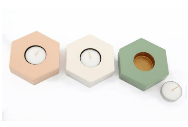 Geometric Glow Hexagon Pastel Coloured Tealight Holders includes tealights - Cherish Home