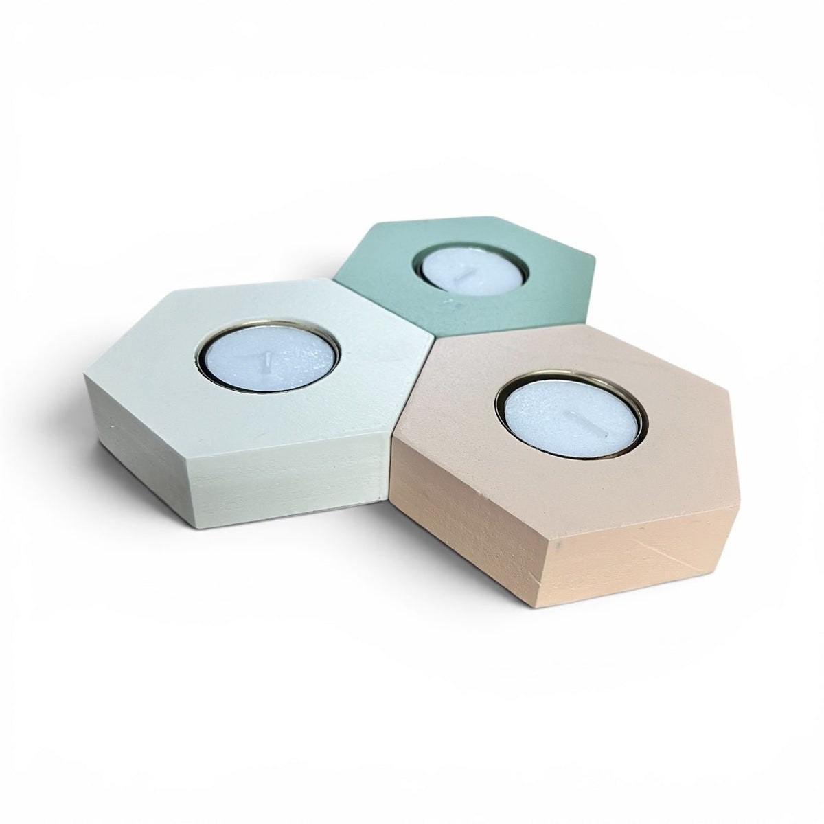 Geometric Glow Hexagon Pastel Coloured Tealight Holders includes tealights for Home, Weddings or Gift - Cherish Home