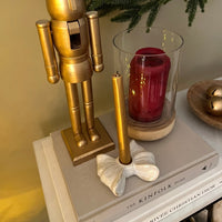 Glazed Ceramic Double Bow Candle Holder - Cherish Home